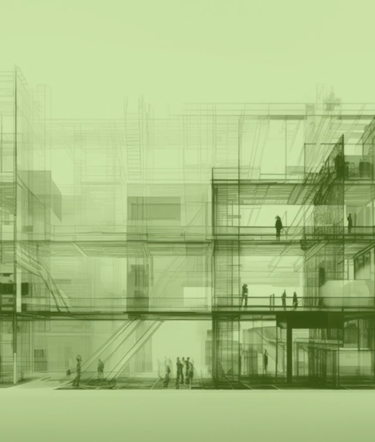 Architectural Blueprint of a Multi-Level Building in Progress